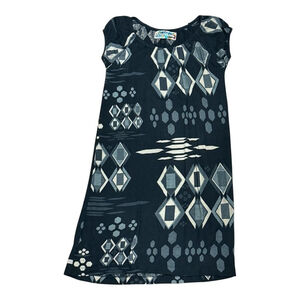 Desigual Dress Girls Large Black Gray Geometric Print Short Sleeve A-Line Shift